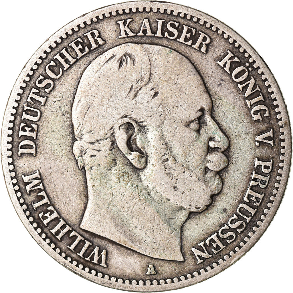 Moneda, Estados alemanes, PRUSSIA, Wilhelm I, 2 Mark, 1876, Berlin, BC+, Plata
