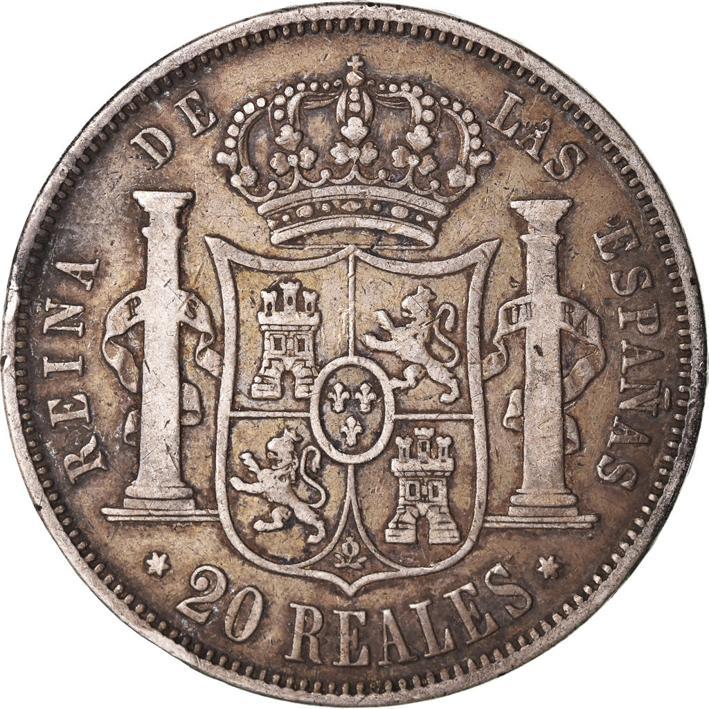 Coin, Spain, Isabel II, 20 Réales, 1861, VF(20-25), Silver, KM:609.2