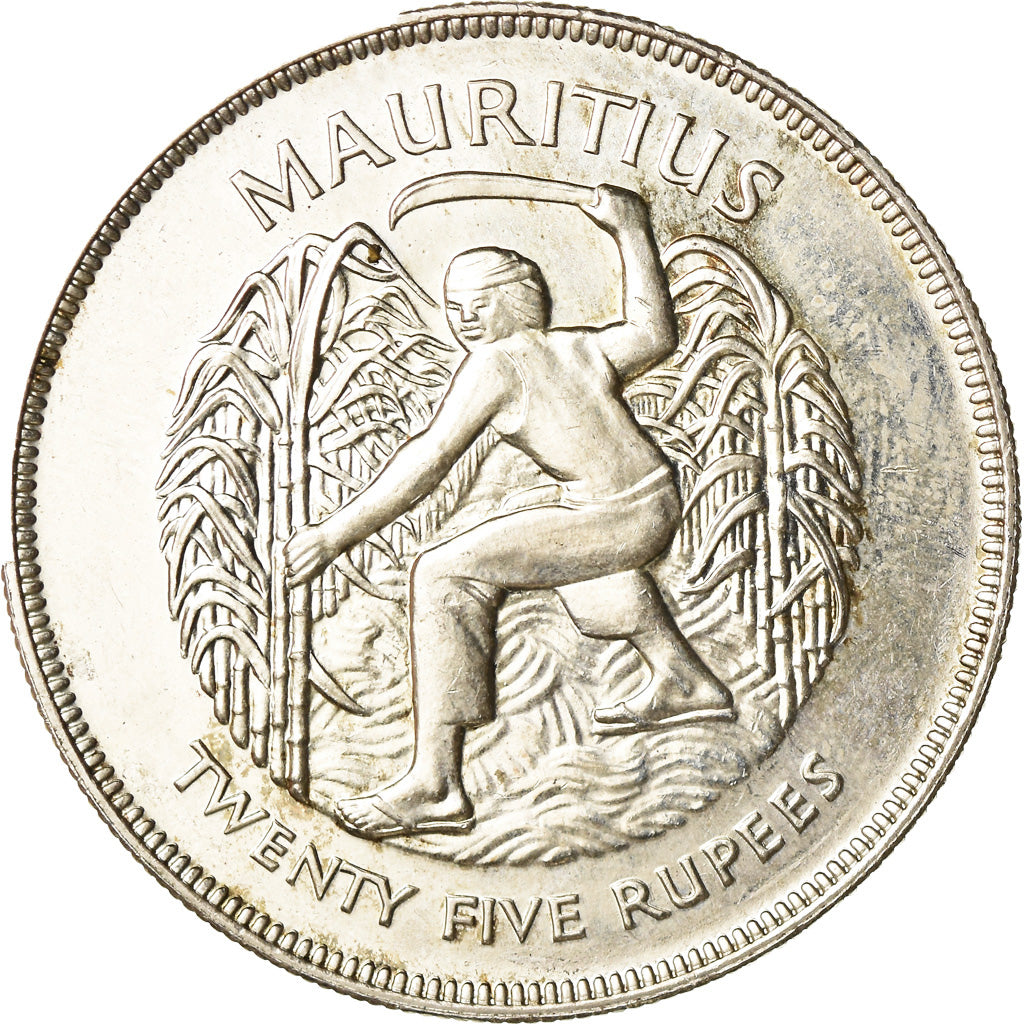 Coin, Mauritius, 25 Rupees, 1977, AU(55-58), Silver, KM:43
