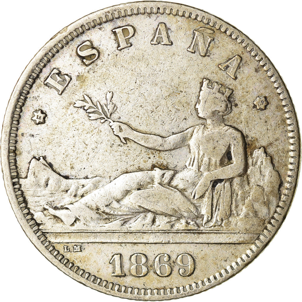 Coin, Spain, Provisional Government, 2 Pesetas, 1869, Madrid, EF(40-45), Silver