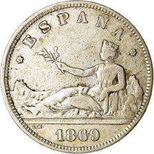 Coin, Spain, Provisional Government, 2 Pesetas, 1869, Madrid, EF(40-45), Silver