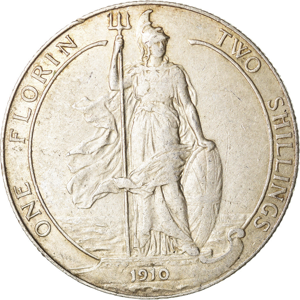 Coin, Great Britain, Edward VII, Florin, Two Shillings, 1910, EF(40-45), Silver