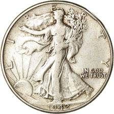 Coin, United States, Walking Liberty Half Dollar, Half Dollar, 1942, U.S. Mint