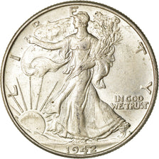 Coin, United States, Walking Liberty Half Dollar, Half Dollar, 1942, U.S. Mint
