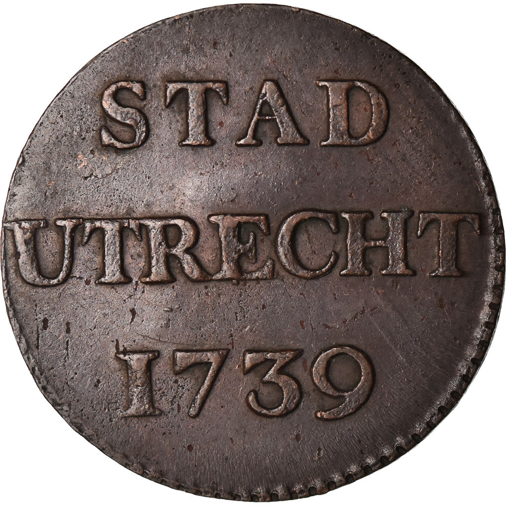Coin, Netherlands, UTRECHT, Duit, 1739, AU(55-58), Copper, KM:91