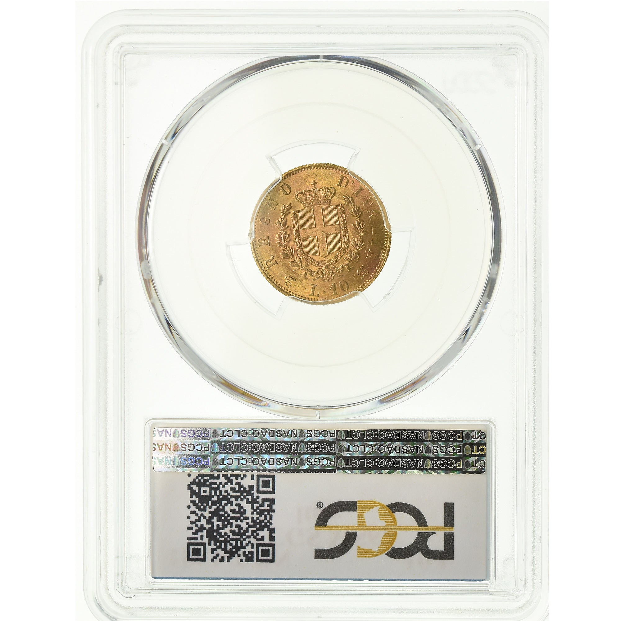 Coin, Italy, Vittorio Emanuele II, 10 Lire, 1863, Torino, PCGS, MS62, Gold