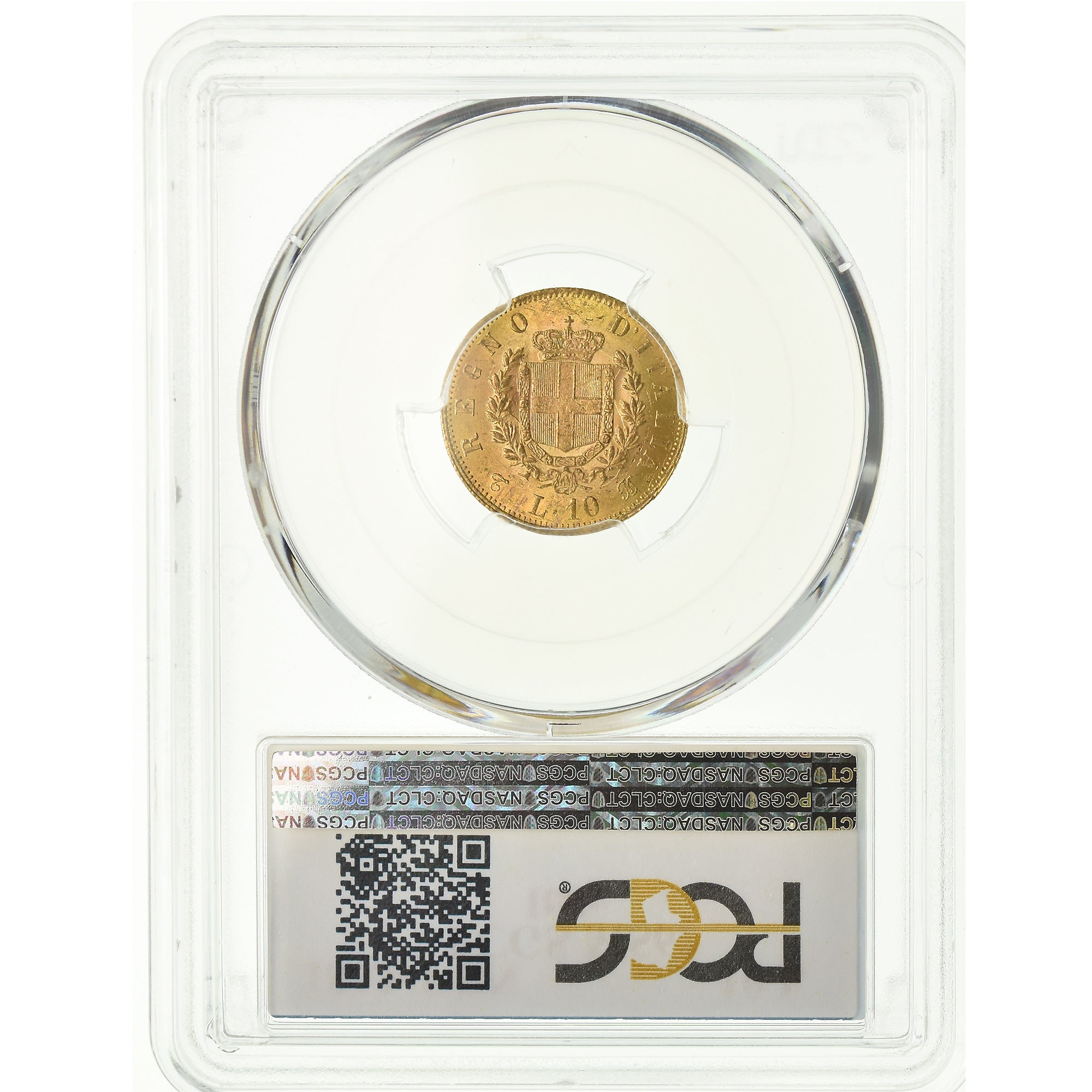 Coin, Italy, Vittorio Emanuele II, 10 Lire, 1863, Torino, PCGS, MS62, Gold