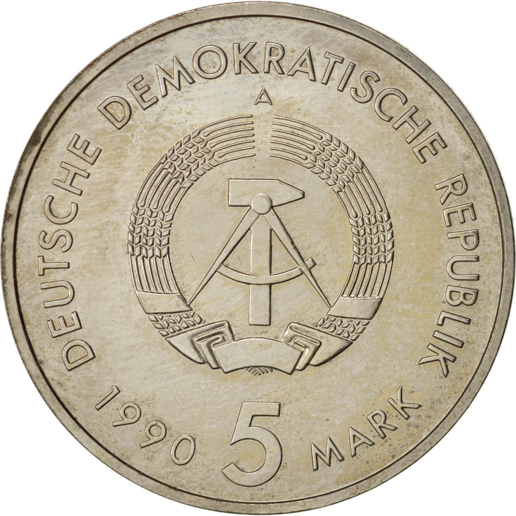 GERMAN-DEMOCRATIC REPUBLIC, 5 Mark, 1990, Berlin, Copper-Nickel-Zinc, KM:134