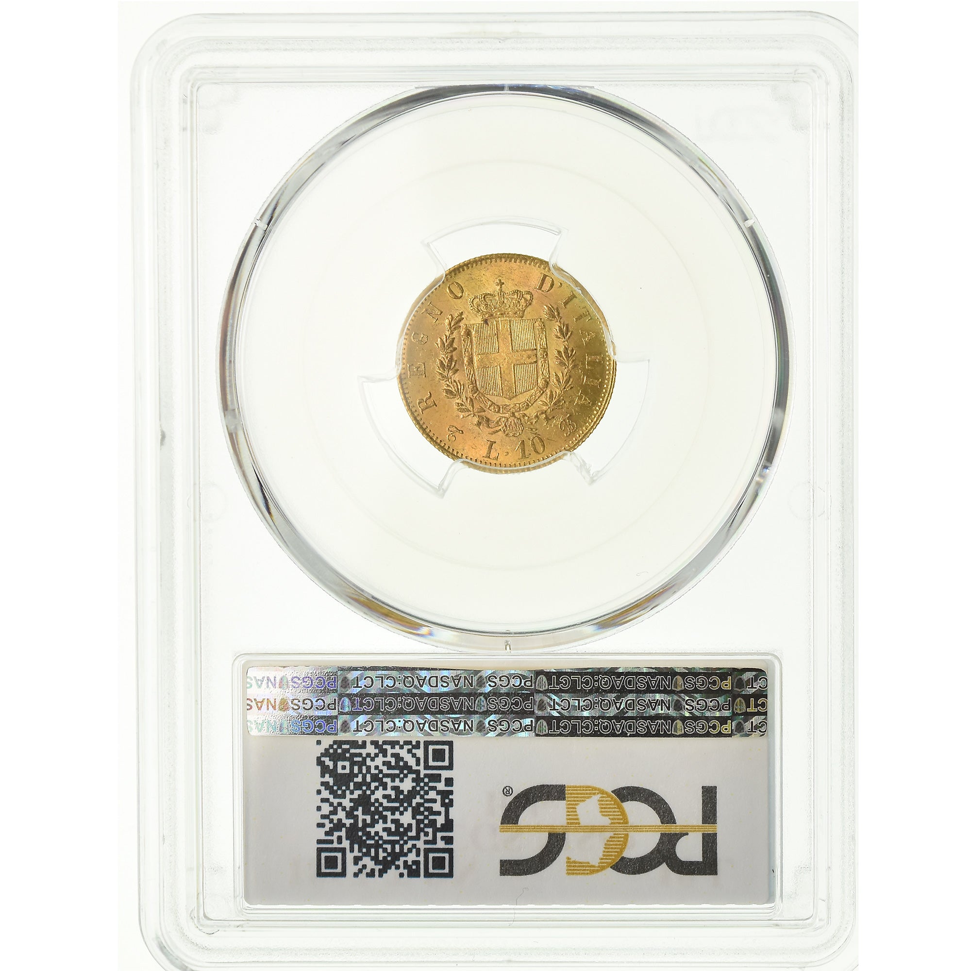 Coin, Italy, Vittorio Emanuele II, 10 Lire, 1863, Torino, PCGS, MS62, Gold