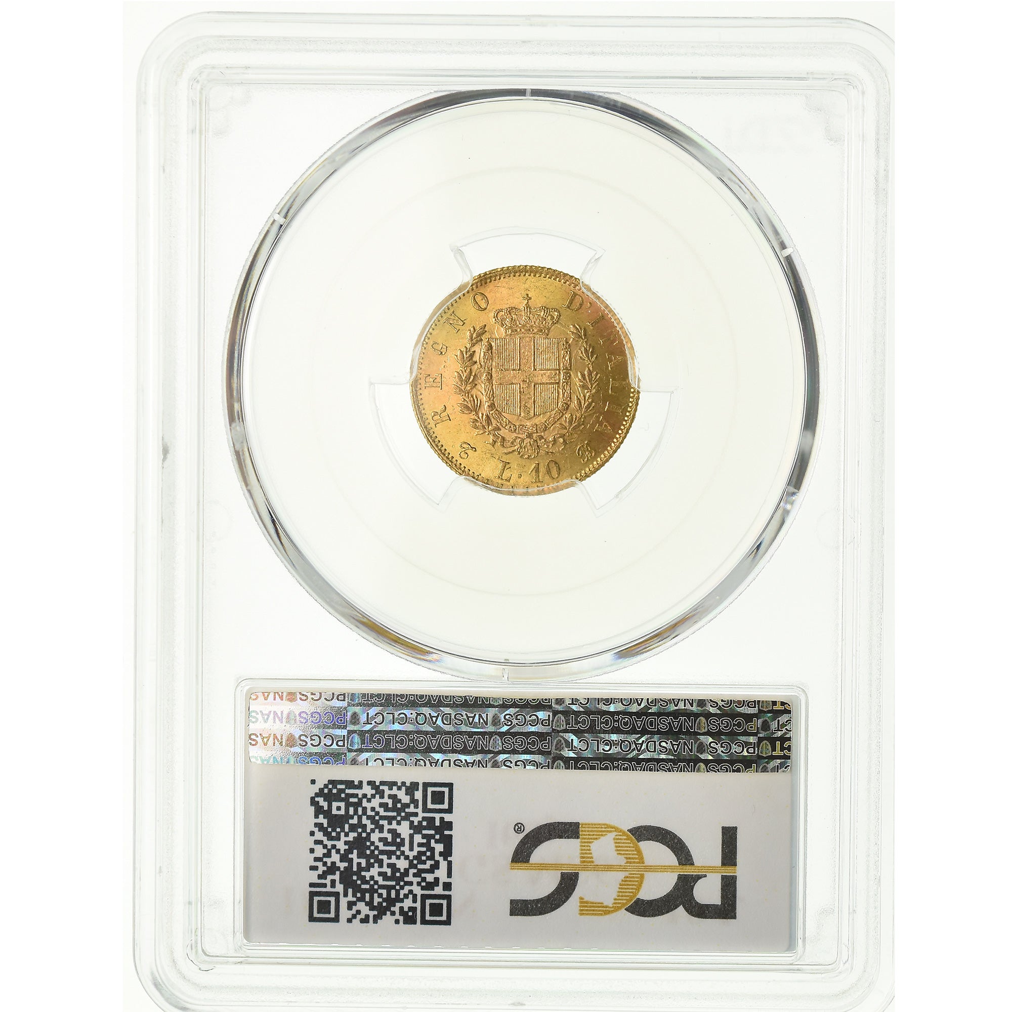 Coin, Italy, Vittorio Emanuele II, 10 Lire, 1863, Torino, PCGS, MS62+, Gold