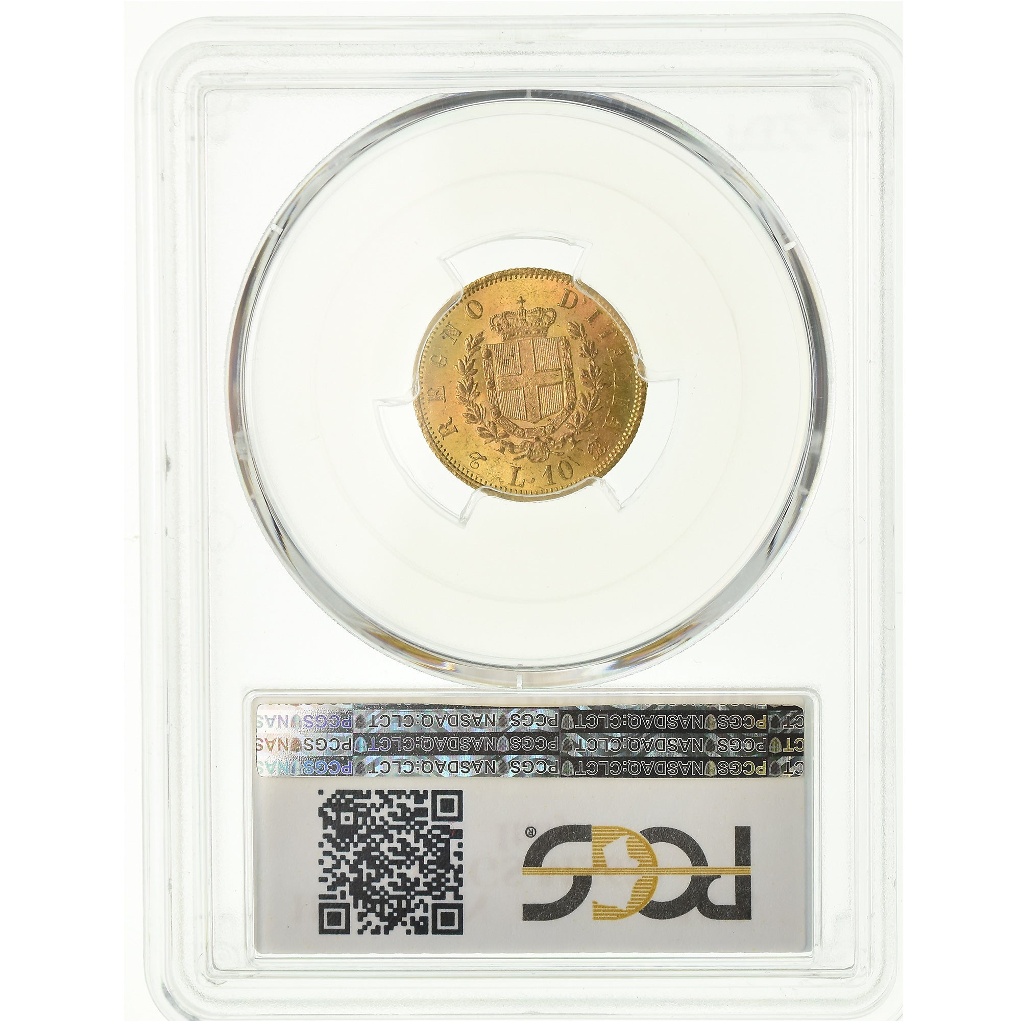 Coin, Italy, Vittorio Emanuele II, 10 Lire, 1863, Torino, PCGS, MS62+, Gold