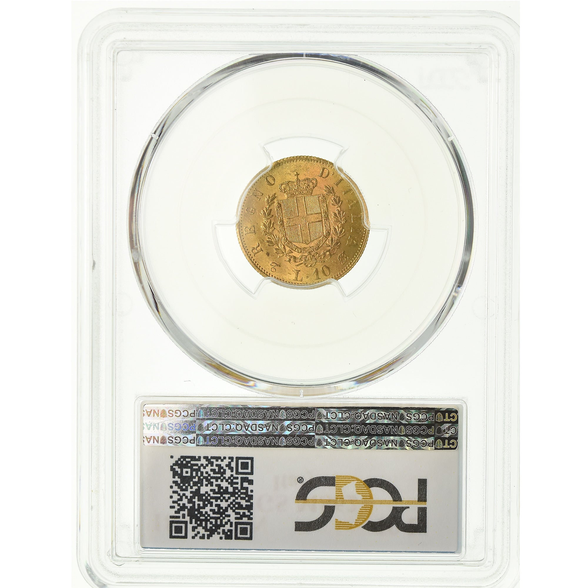 Coin, Italy, Vittorio Emanuele II, 10 Lire, 1863, Torino, PCGS, MS62+, Gold