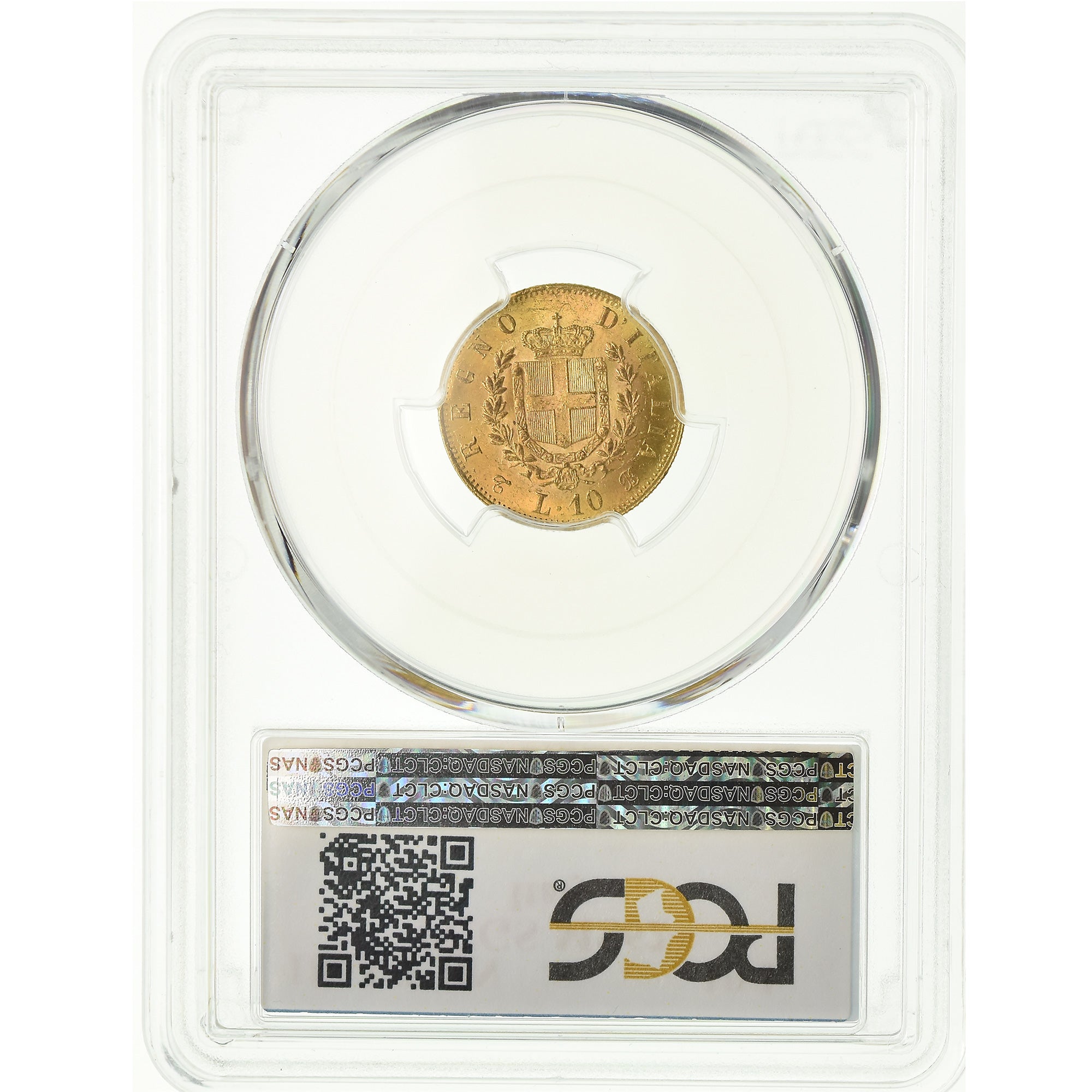Coin, Italy, Vittorio Emanuele II, 10 Lire, 1863, Torino, PCGS, MS62+, Gold