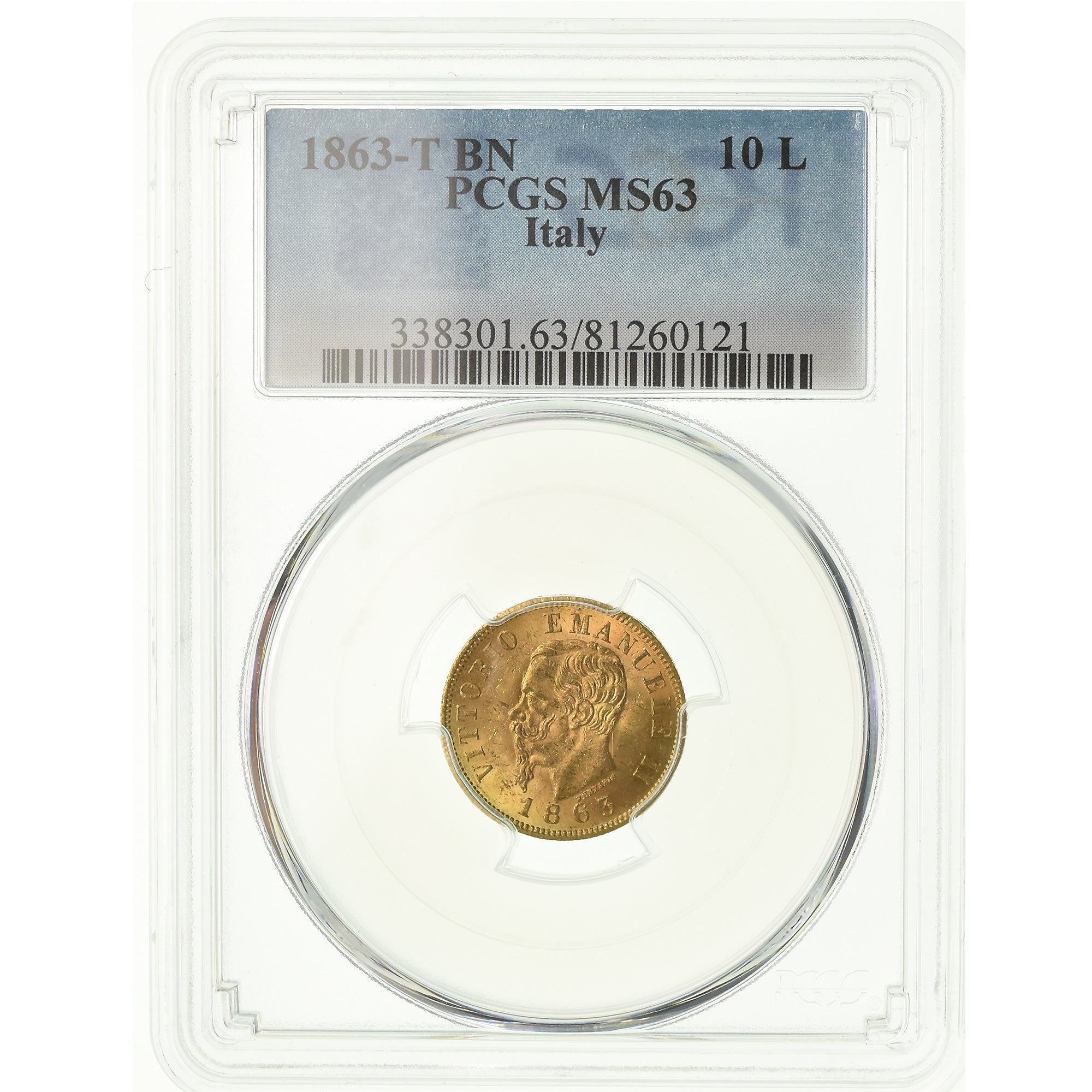 Monnaie, Italie, Vittorio Emanuele II, 10 Lire, 1863, Torino, PCGS, MS63, Or
