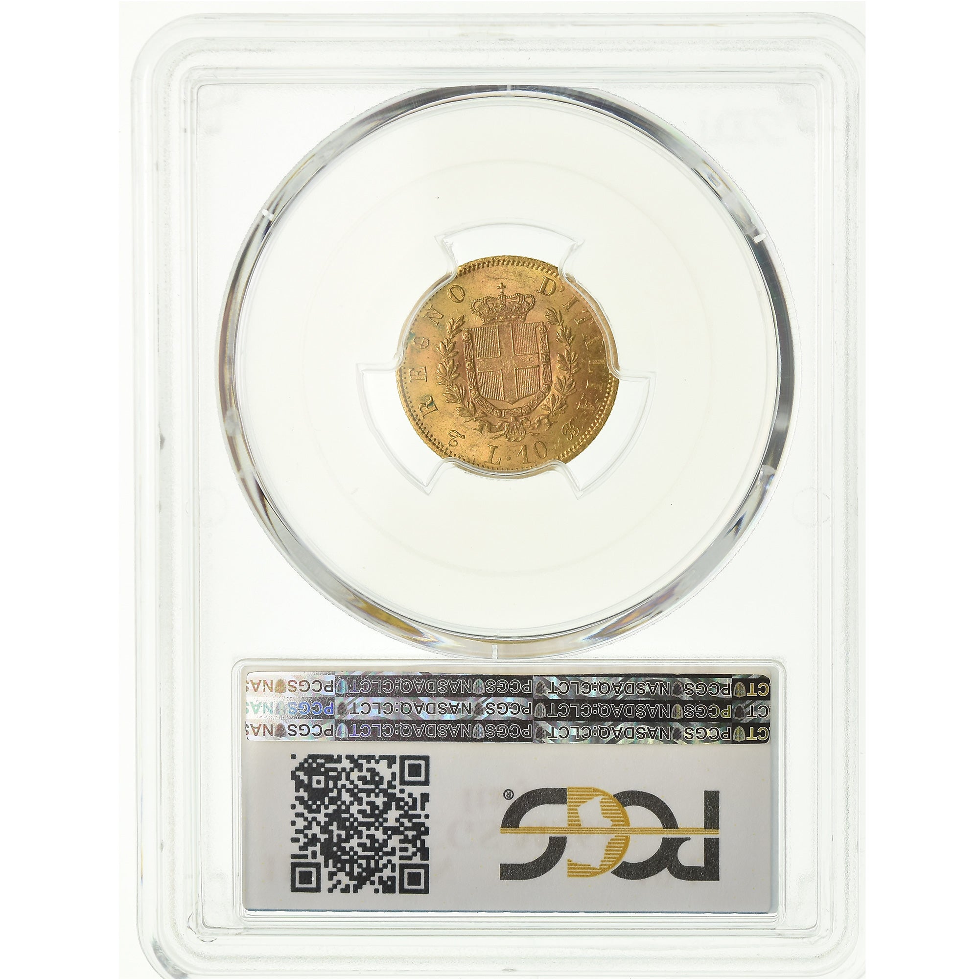 Coin, Italy, Vittorio Emanuele II, 10 Lire, 1863, Torino, PCGS, MS63, Gold