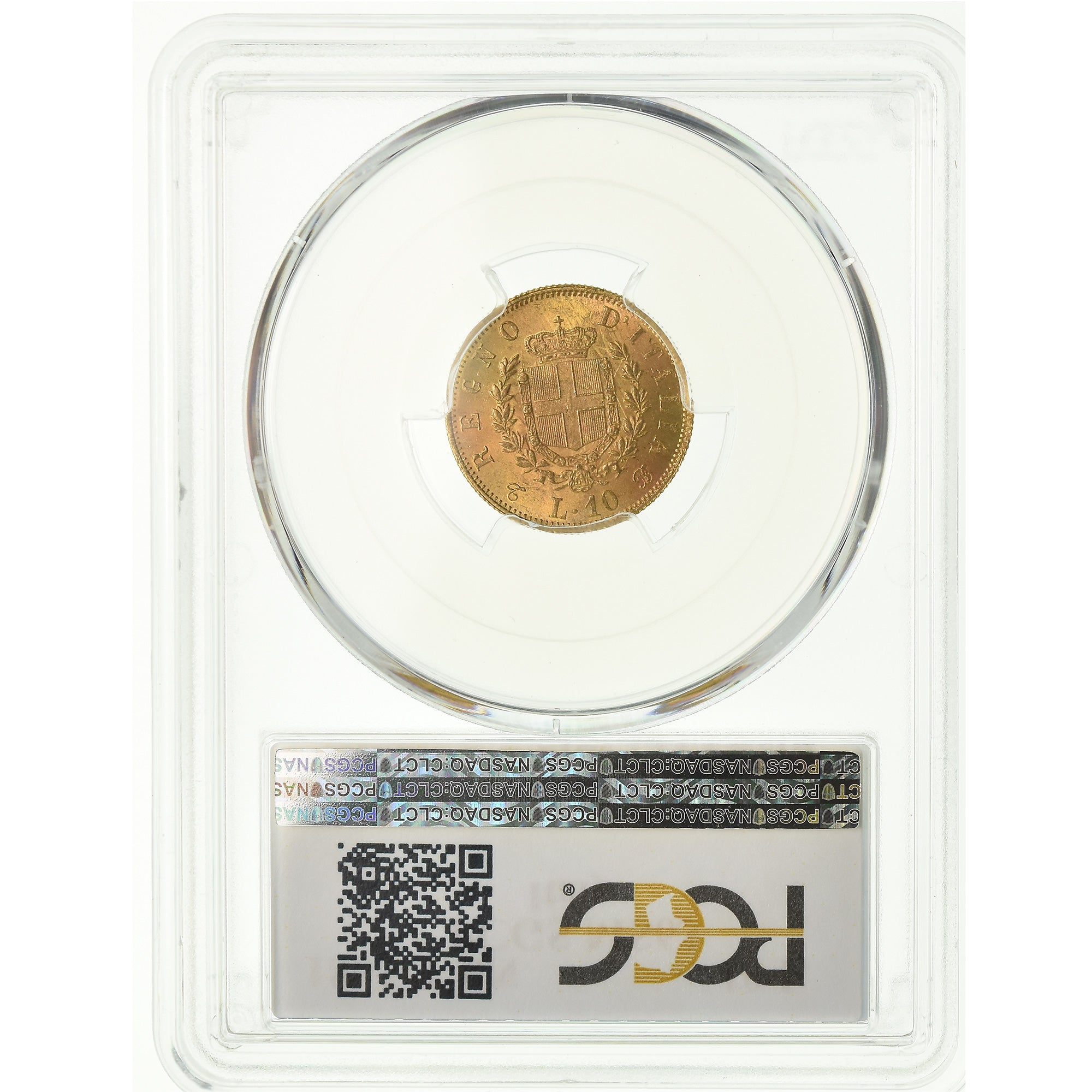 Coin, Italy, Vittorio Emanuele II, 10 Lire, 1863, Torino, PCGS, MS63, Gold