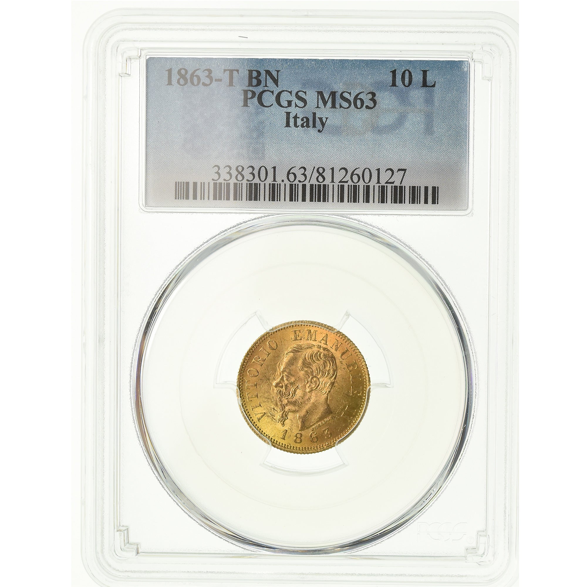 Monnaie, Italie, Vittorio Emanuele II, 10 Lire, 1863, Torino, PCGS, MS63, Or