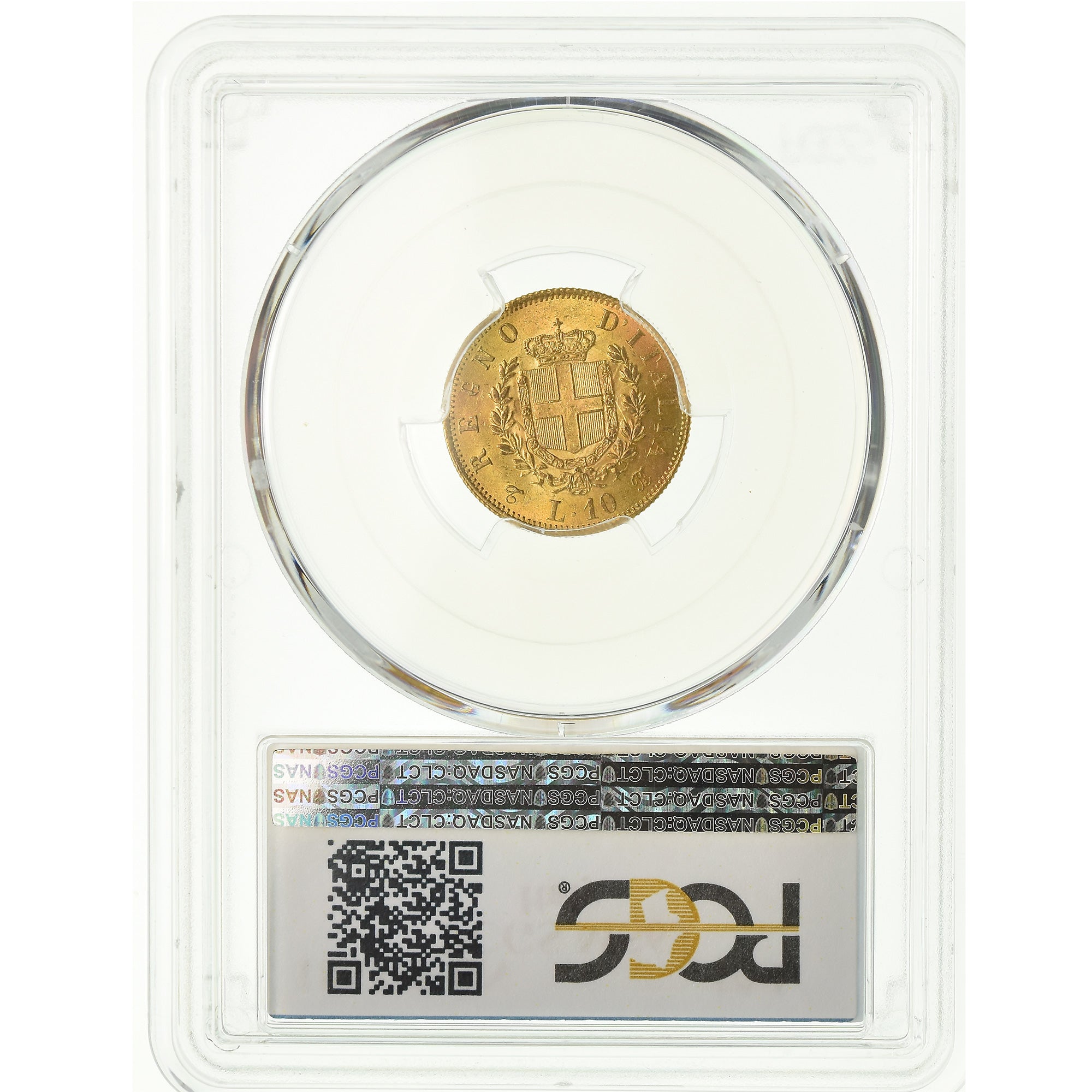 Moneta, Italia, Vittorio Emanuele II, 10 Lire, 1863, Torino, PCGS, MS63, Oro