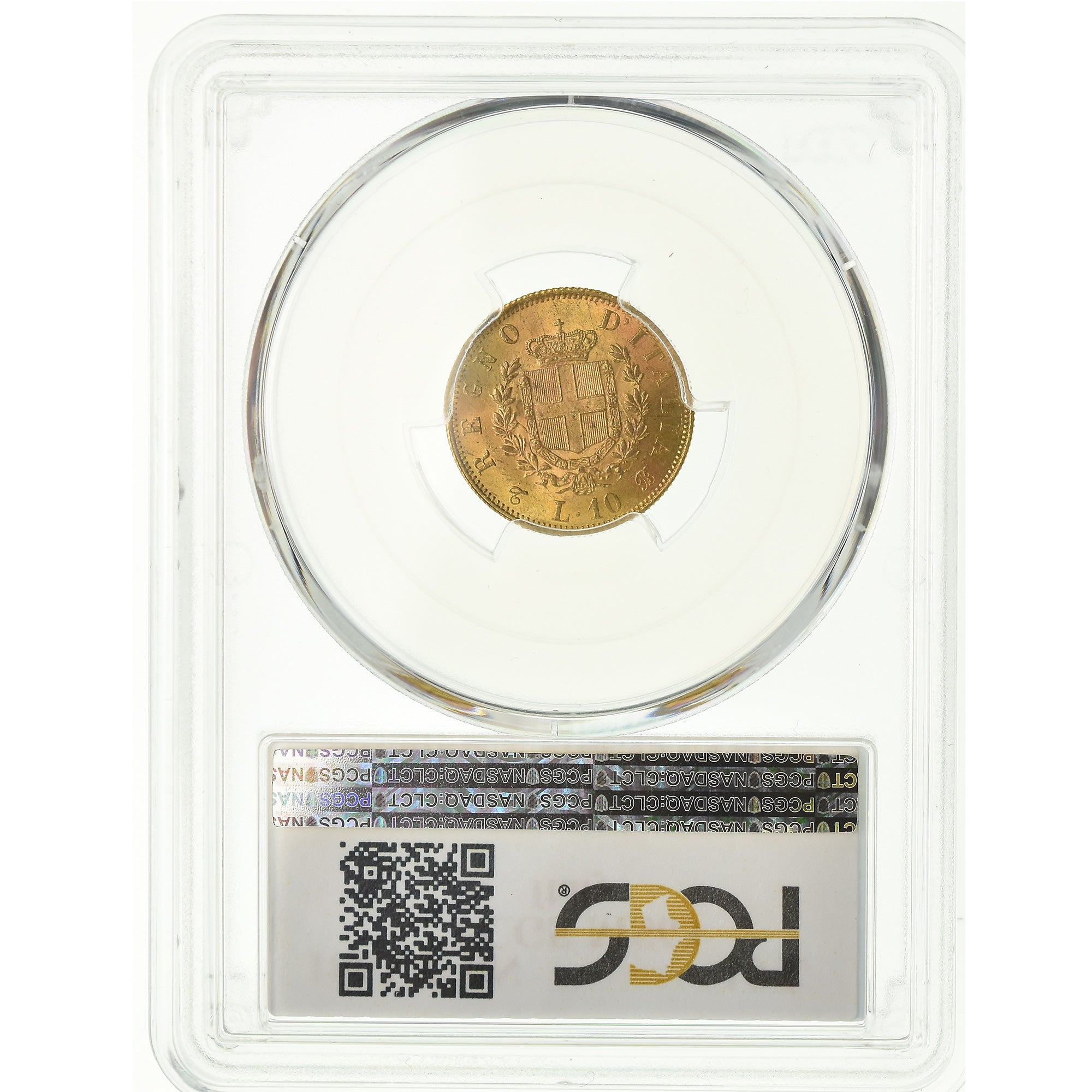 Moneta, Italia, Vittorio Emanuele II, 10 Lire, 1863, Torino, PCGS, MS63, Oro