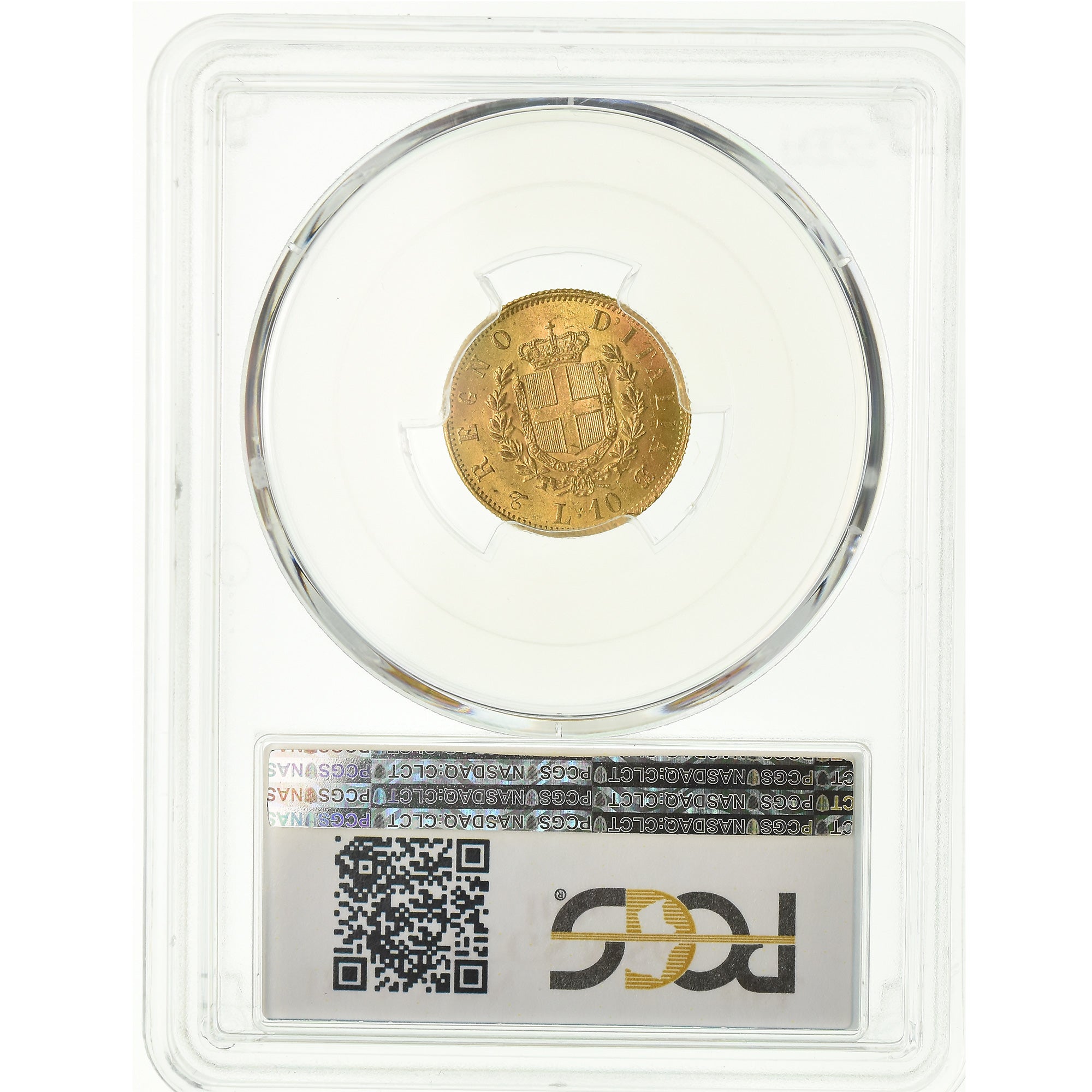 Moneta, Italia, Vittorio Emanuele II, 10 Lire, 1863, Torino, PCGS, MS63, Oro