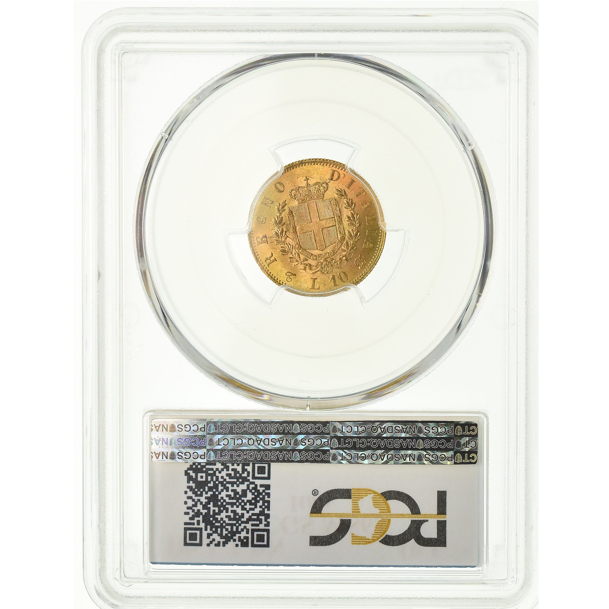 Coin, Italy, Vittorio Emanuele II, 10 Lire, 1863, Torino, PCGS, MS63, Gold