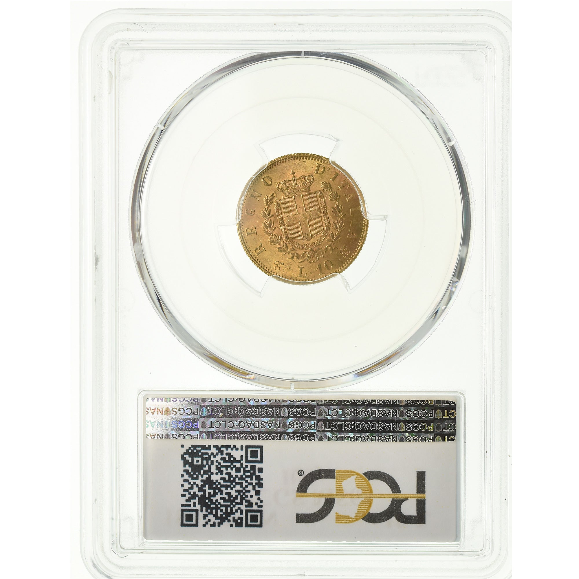 Coin, Italy, Vittorio Emanuele II, 10 Lire, 1863, Torino, PCGS, MS63, Gold