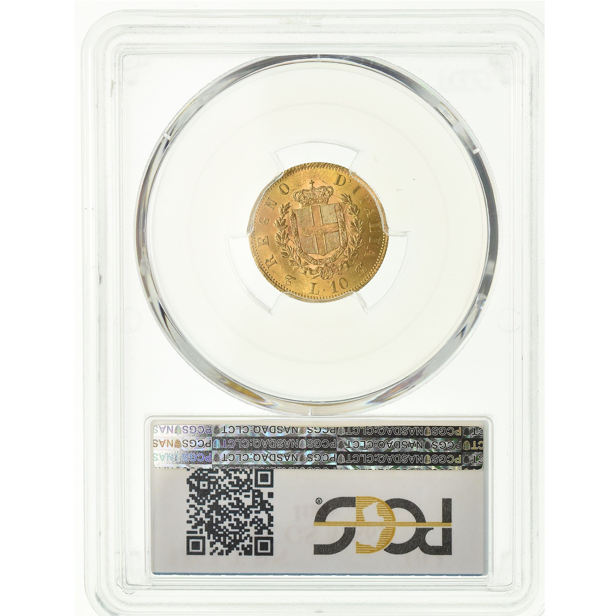 Coin, Italy, Vittorio Emanuele II, 10 Lire, 1863, Torino, PCGS, MS63, Gold