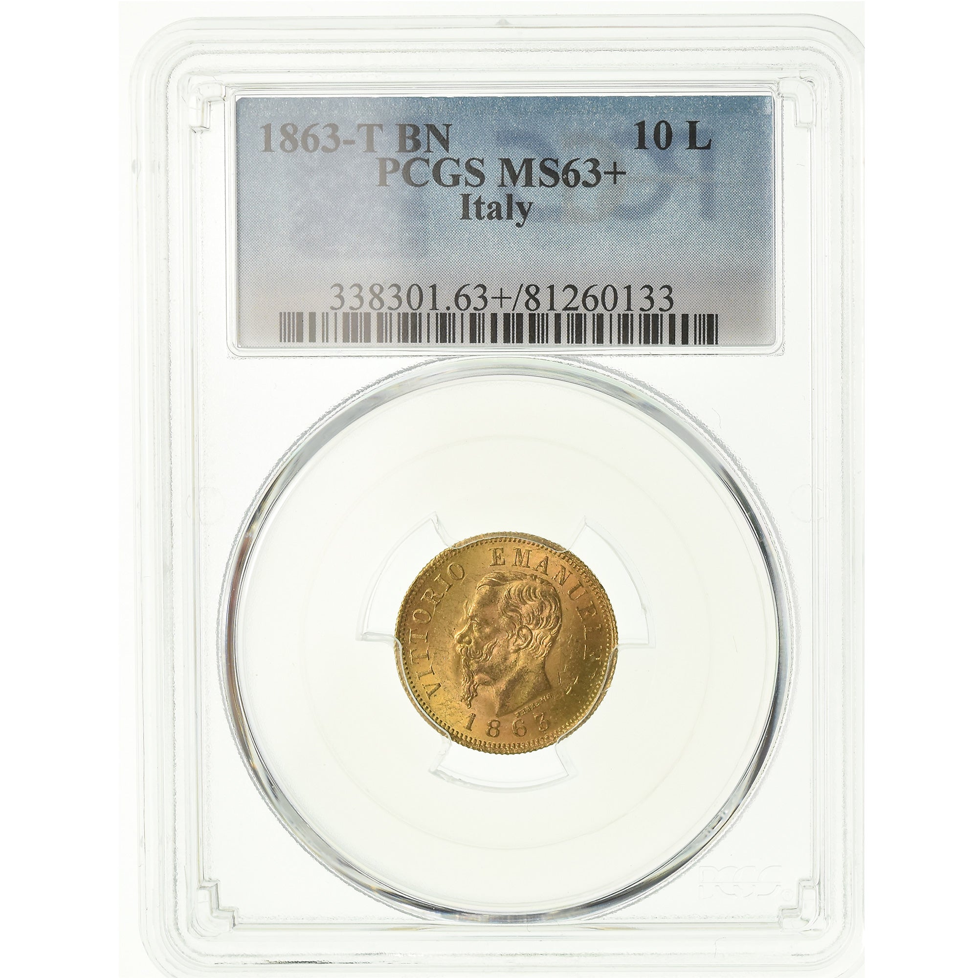 Monnaie, Italie, Vittorio Emanuele II, 10 Lire, 1863, Torino, PCGS, MS63+, Or