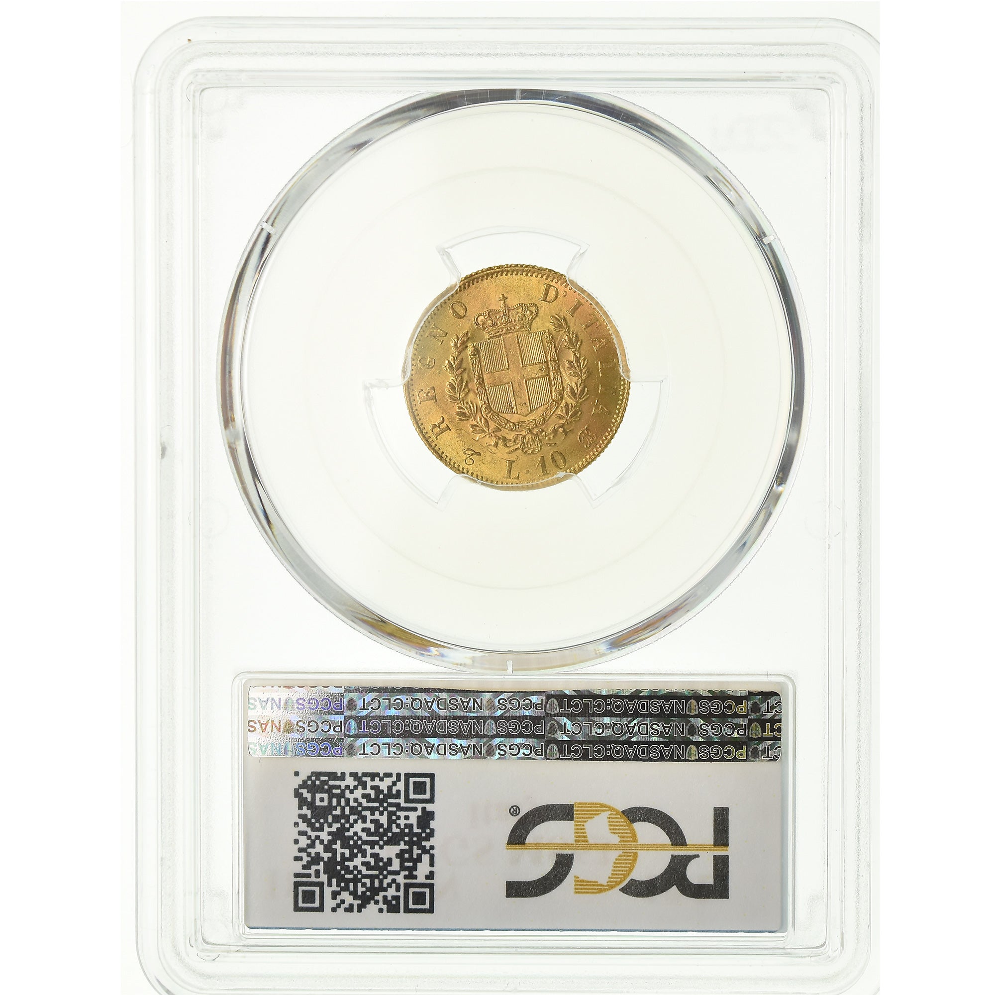 Coin, Italy, Vittorio Emanuele II, 10 Lire, 1863, Torino, PCGS, MS63+, Gold