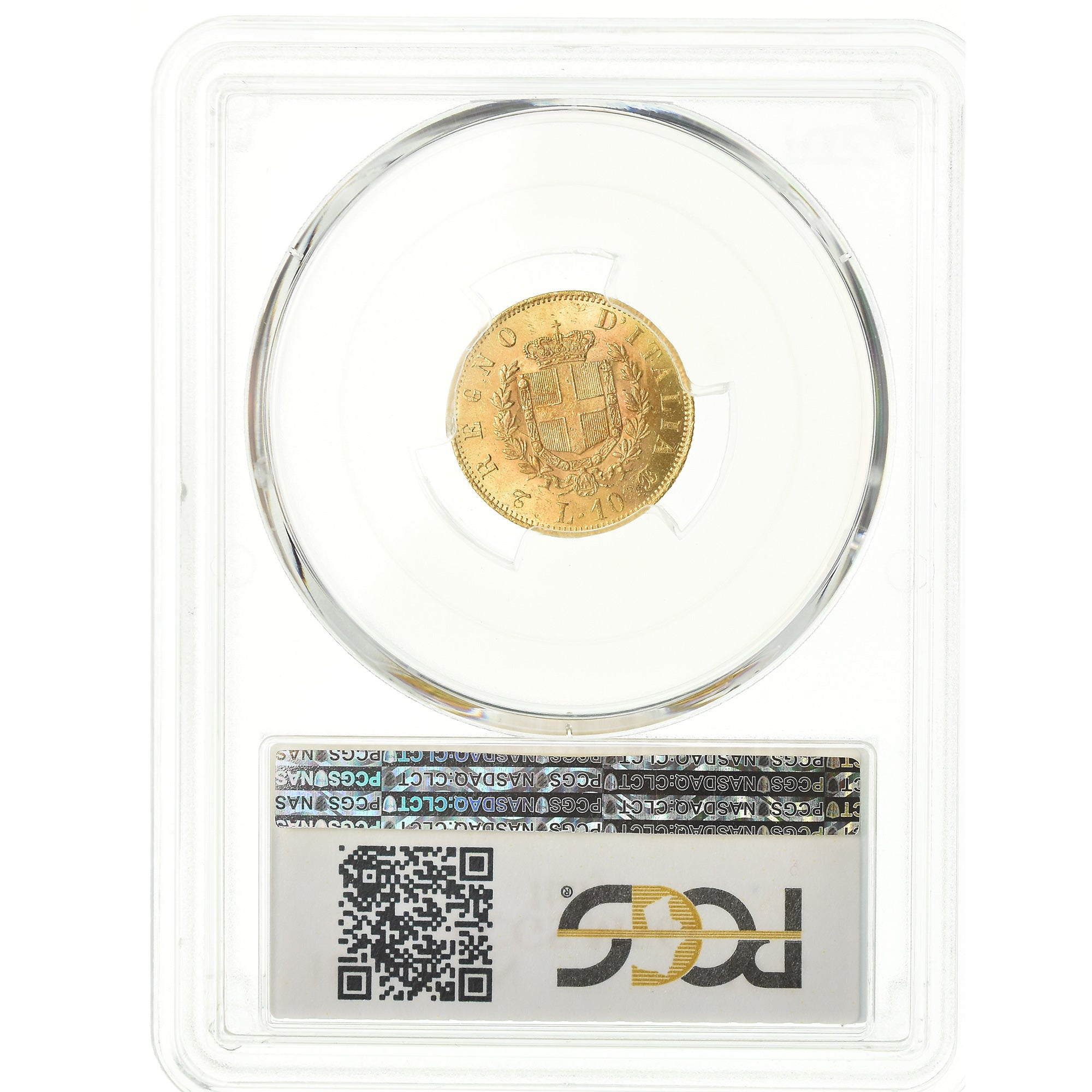 Moneta, Italia, Vittorio Emanuele II, 10 Lire, 1863, Torino, PCGS, MS64, Oro
