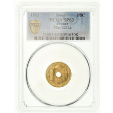 Moneta, Francia, Essai de Pillet, 5 Centimes, 1913, PCGS, SP63, Oro, graded