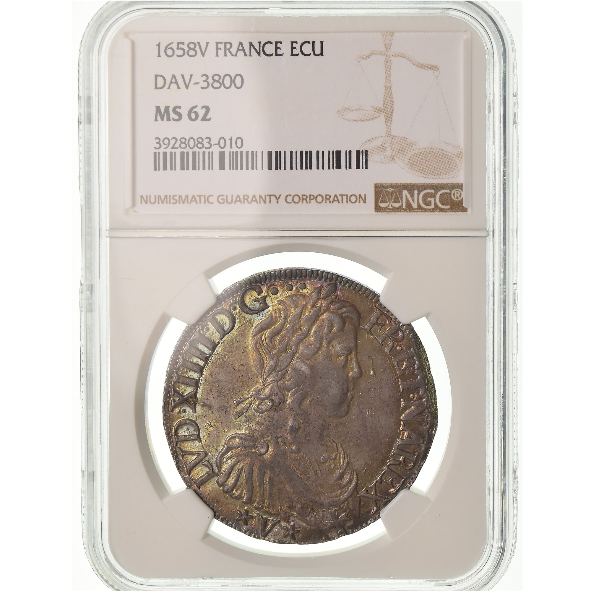Coin, France, Louis XIV, Écu de Navarre, 1658, Saint-Palais, PCGS MS62