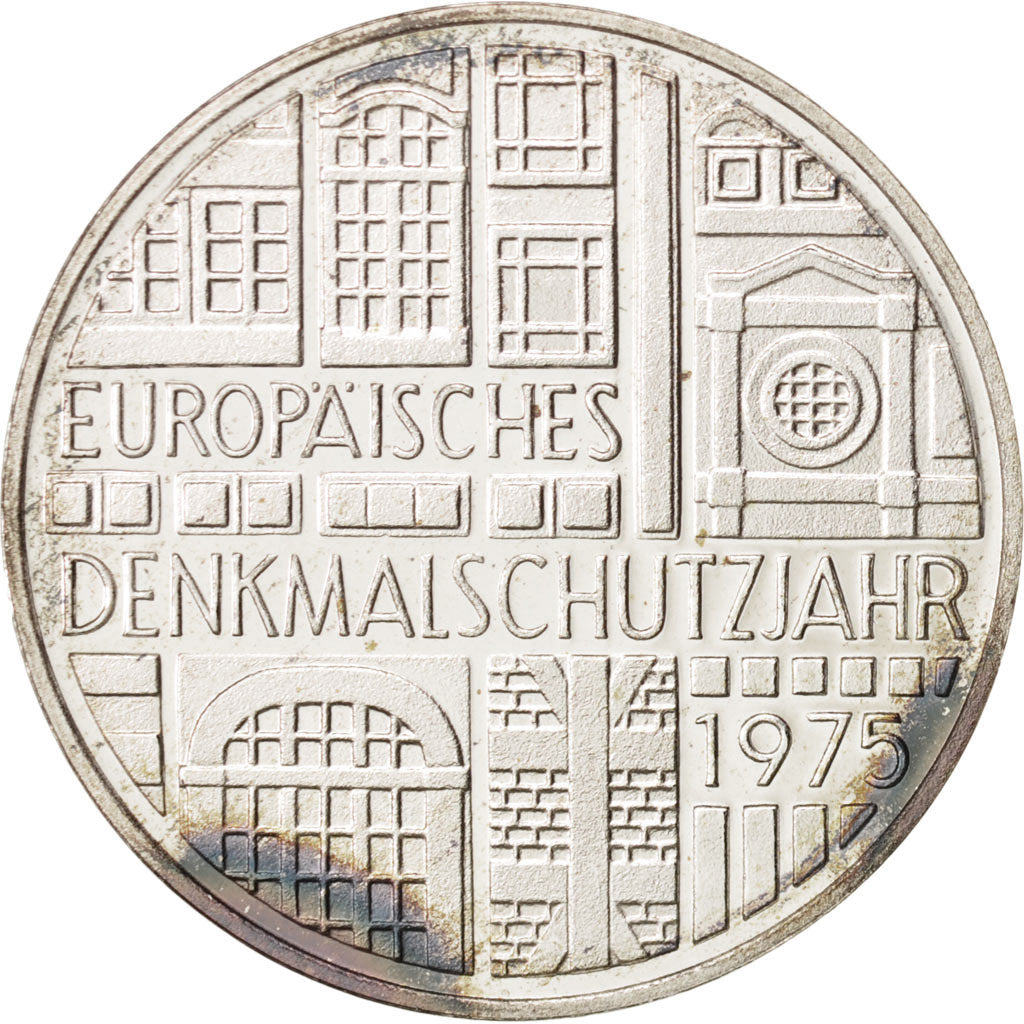 GERMANY - FEDERAL REPUBLIC, 5 Mark, 1975, Stuttgart, Silver, KM:142.1