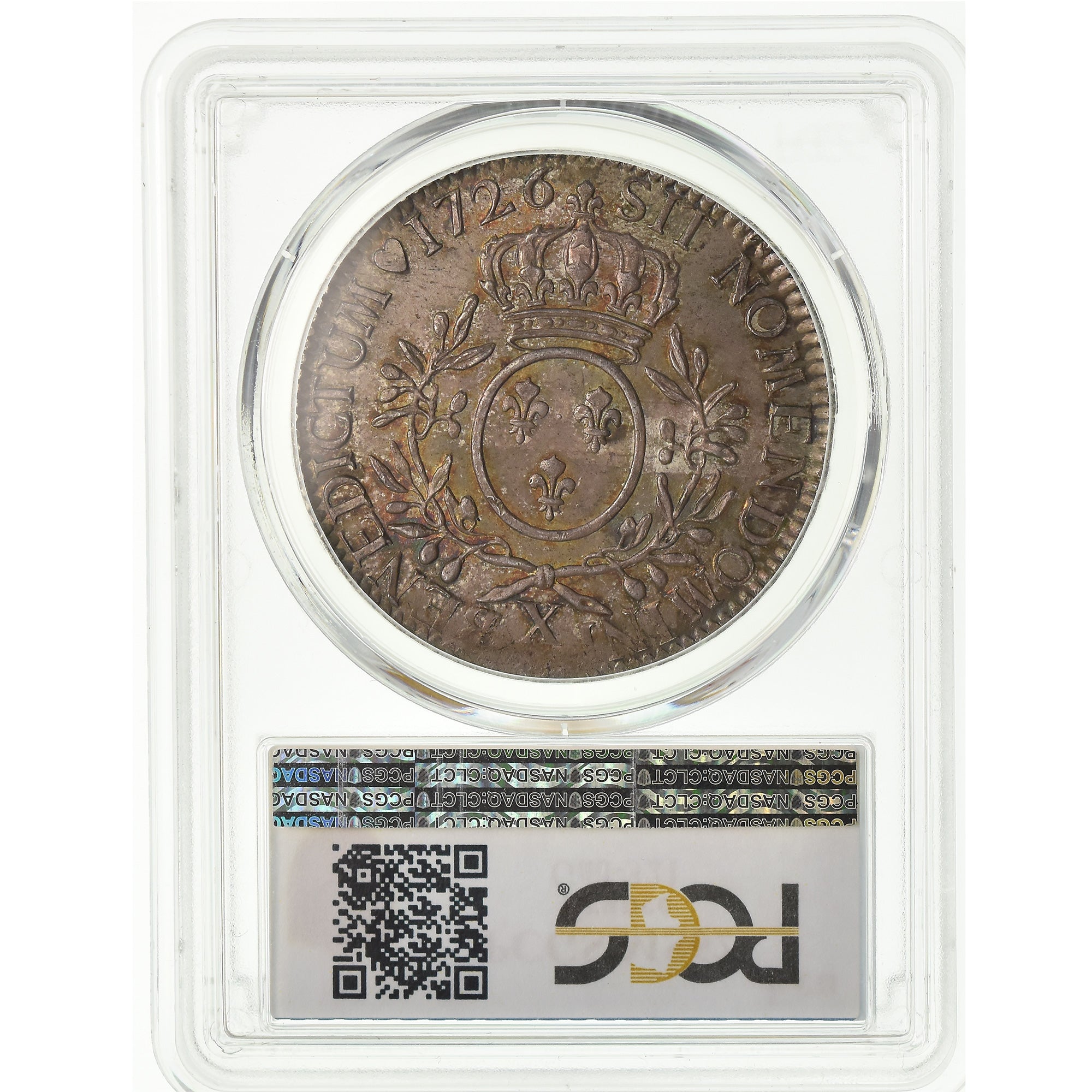 Coin, France, Louis XV, Écu aux branches d'olivier, 1726, Amiens, PCGS MS62