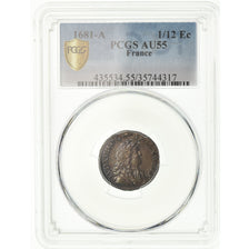 Monnaie, France, Louis XIV, 1/12 Écu au jabot, 1681, Paris, PCGS AU55