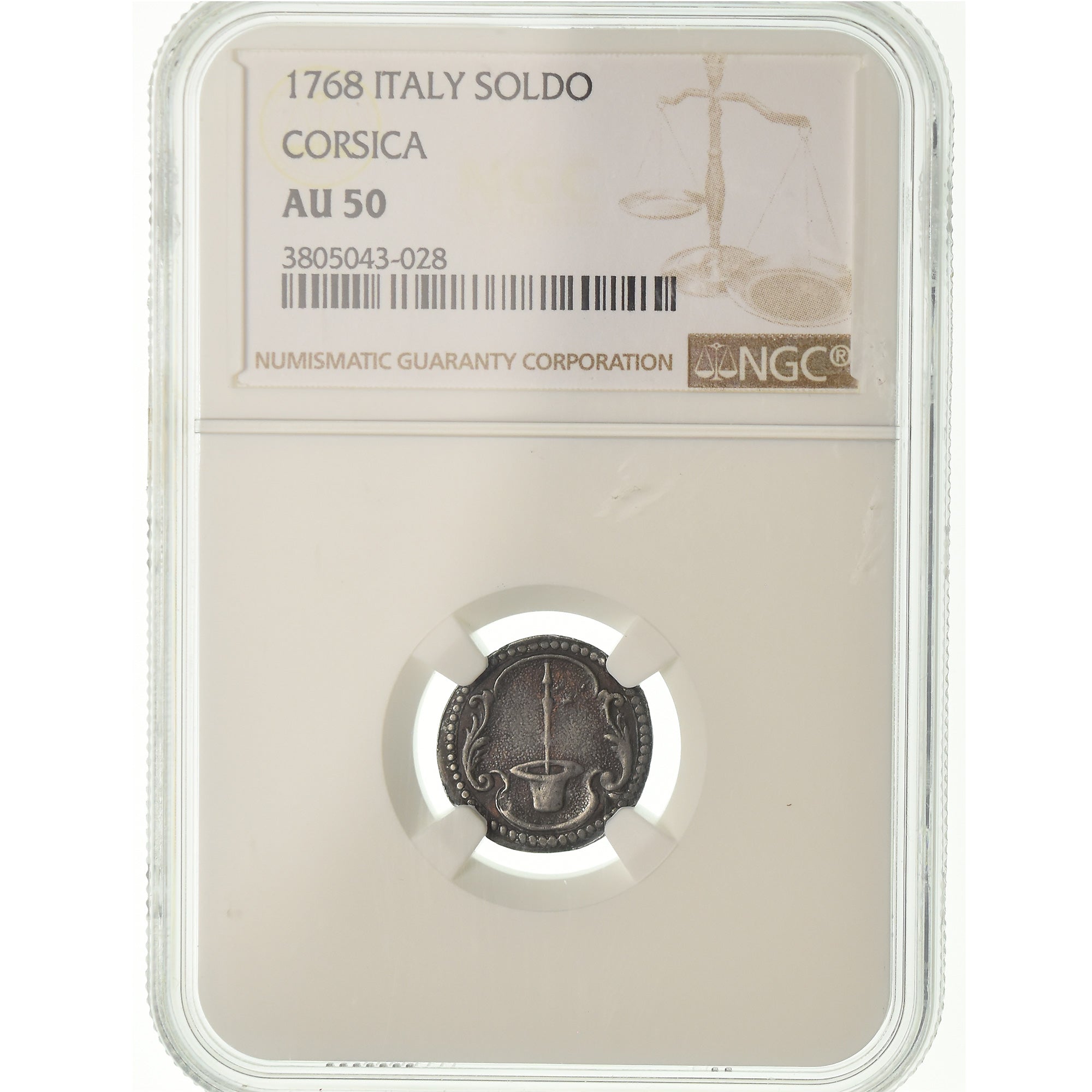 Moneta, Francia, Pascal Paoli, Soldo, 1768, Corte, NGC, AU50, Biglione, graded