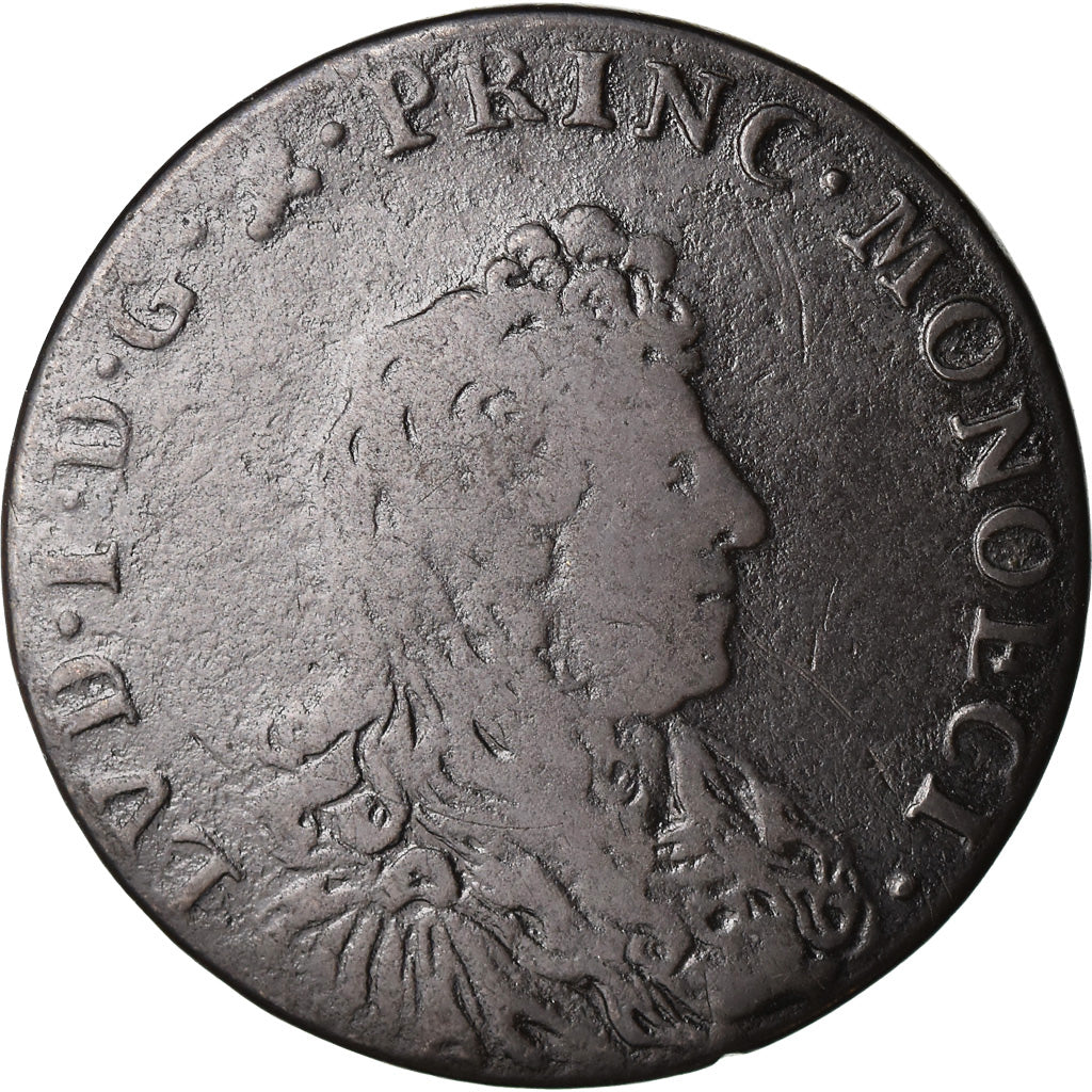 Coin, Monaco, Louis I, 3 Sols, Pezetta, 1693, VF(20-25), Billon, KM:60.1