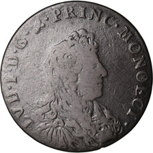 Coin, Monaco, Louis I, 3 Sols, Pezetta, 1693, VF(20-25), Billon, KM:60.1