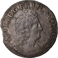 Monnaie, Monaco, Antoine I, 3 Sols, Pezetta, 1720, TTB, Billon, Gadoury:MC91a