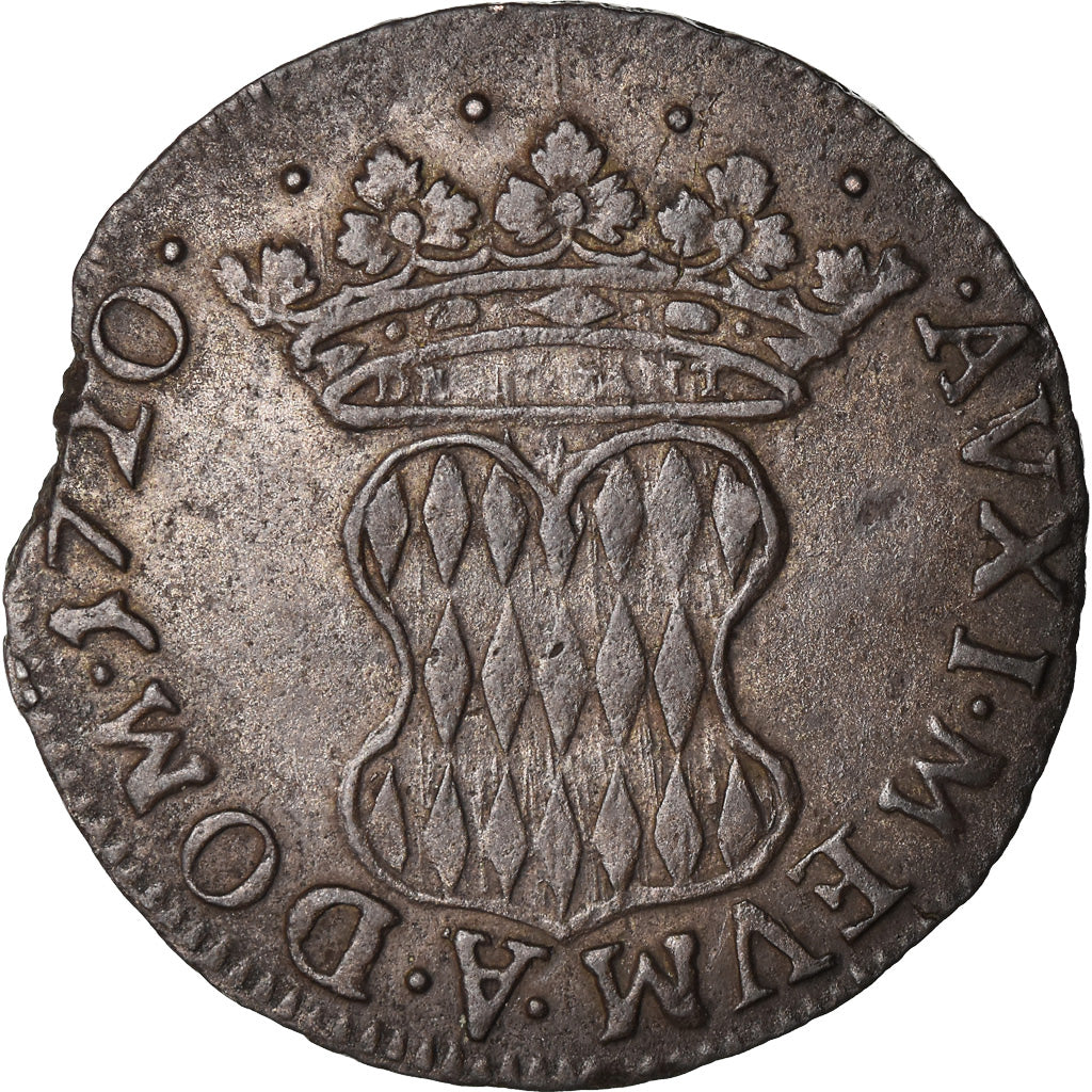 Monnaie, Monaco, Antoine I, 3 Sols, Pezetta, 1720, TTB, Billon, Gadoury:MC91a