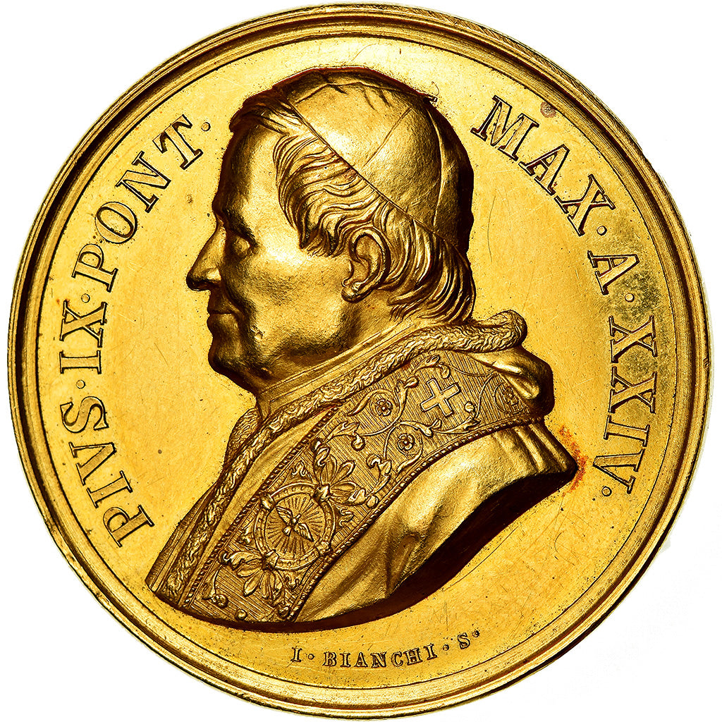 Vatican, Medal, Pie IX, Jésus et Saint-Pierre, 1870, Bianchi, MS(63), Gold