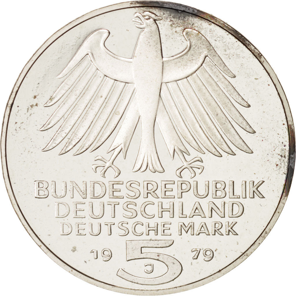 GERMANY - FEDERAL REPUBLIC, 5 Mark, 1979, Hamburg, Germany, Silver, KM:150