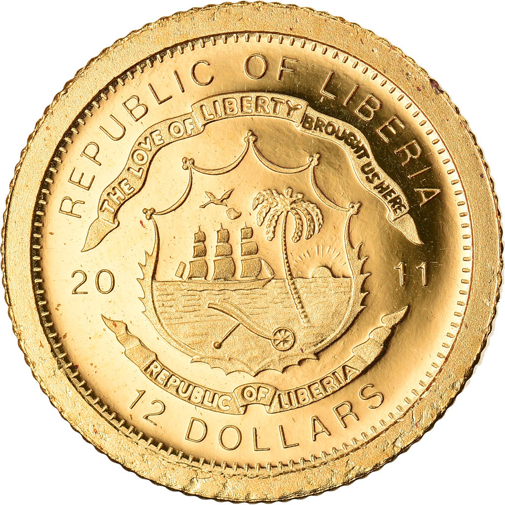 Coin, Liberia, Estonia, 12 Dollars, 2011, MS(65-70), Gold
