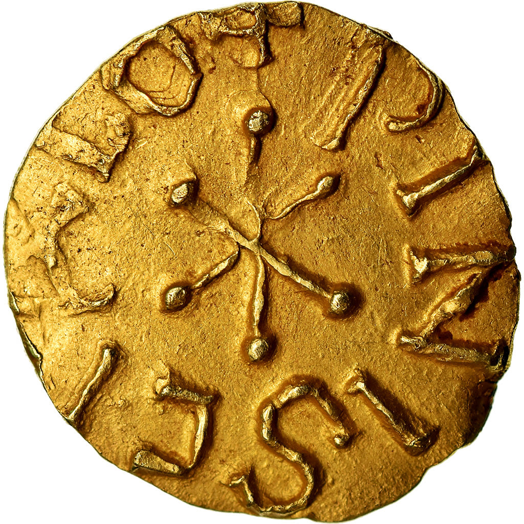 Monnaie, France, Dagobert Ier, Triens, Poissy, SUP, Or, Prou:manque