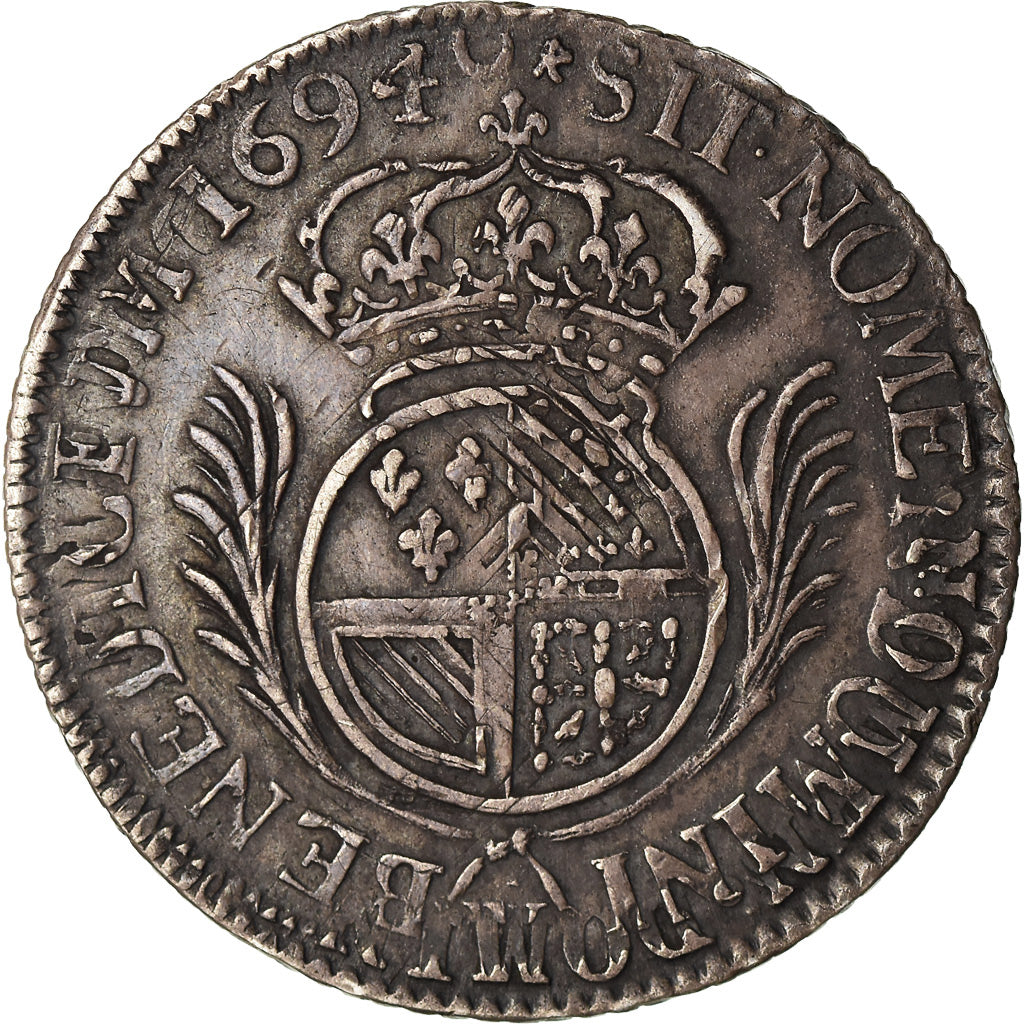 Coin, France, Louis XIV, 1/8 Écu de Flandre aux plumes, 1/8 Ecu, 1694, Lille