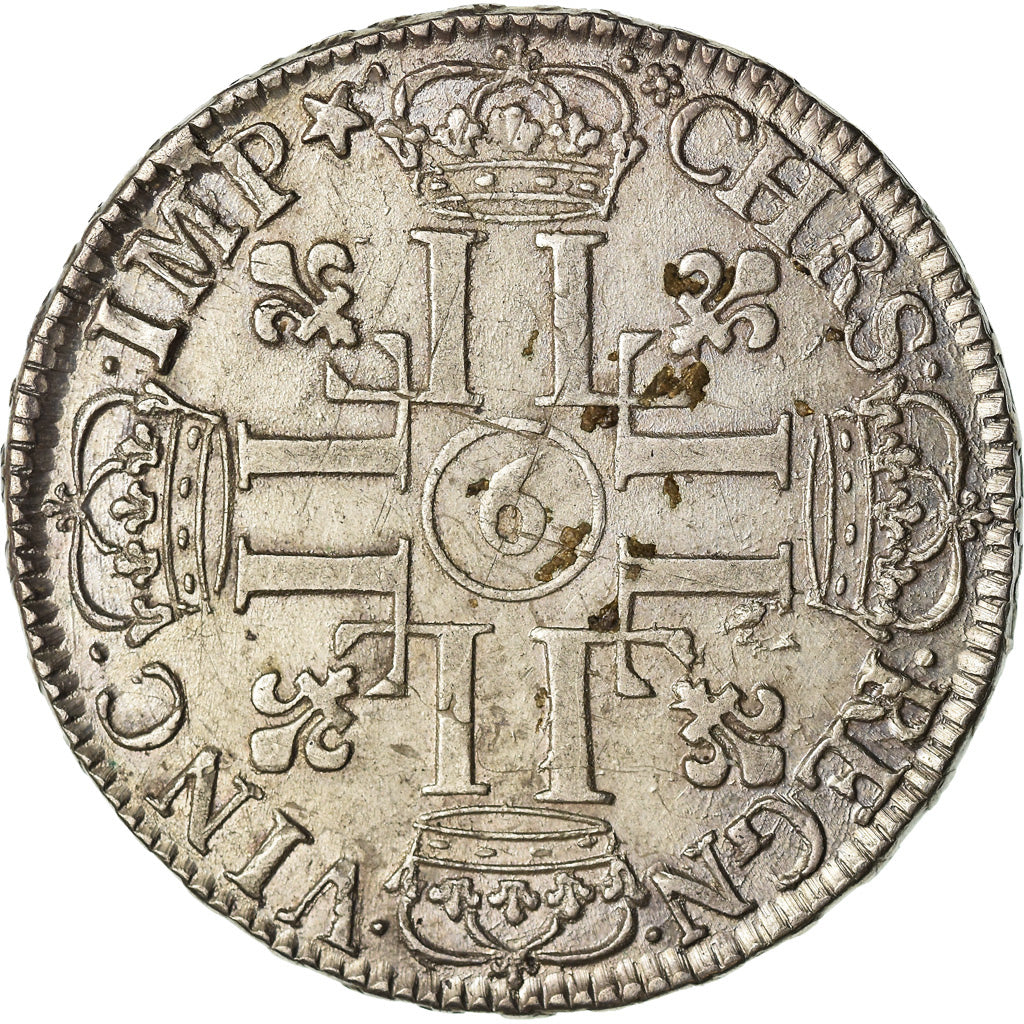 Moneta, Francja, Louis XIV, 1/2 Écu aux 8 L, 1/2 Ecu, 1691, Rennes, AU(50-53)