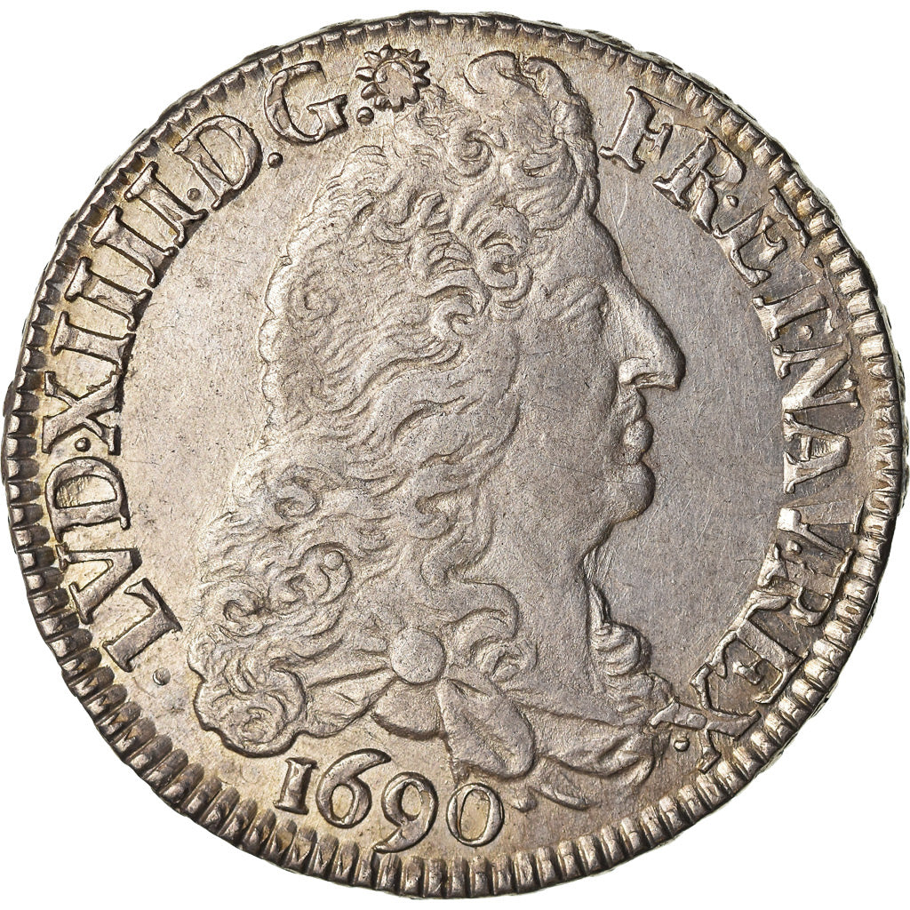 Moneta, Francja, Louis XIV, 1/2 Écu aux 8 L, 1/2 Ecu, 1690, Rennes, MS(60-62)