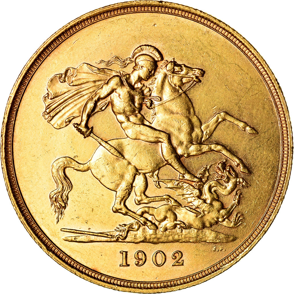 Coin, Great Britain, Edward VII, 5 Pounds, 1902, AU(55-58), Gold, KM:807