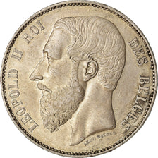 Coin, Belgium, Leopold II, 5 Francs, 5 Frank, 1868, EF(40-45), Silver, KM:25