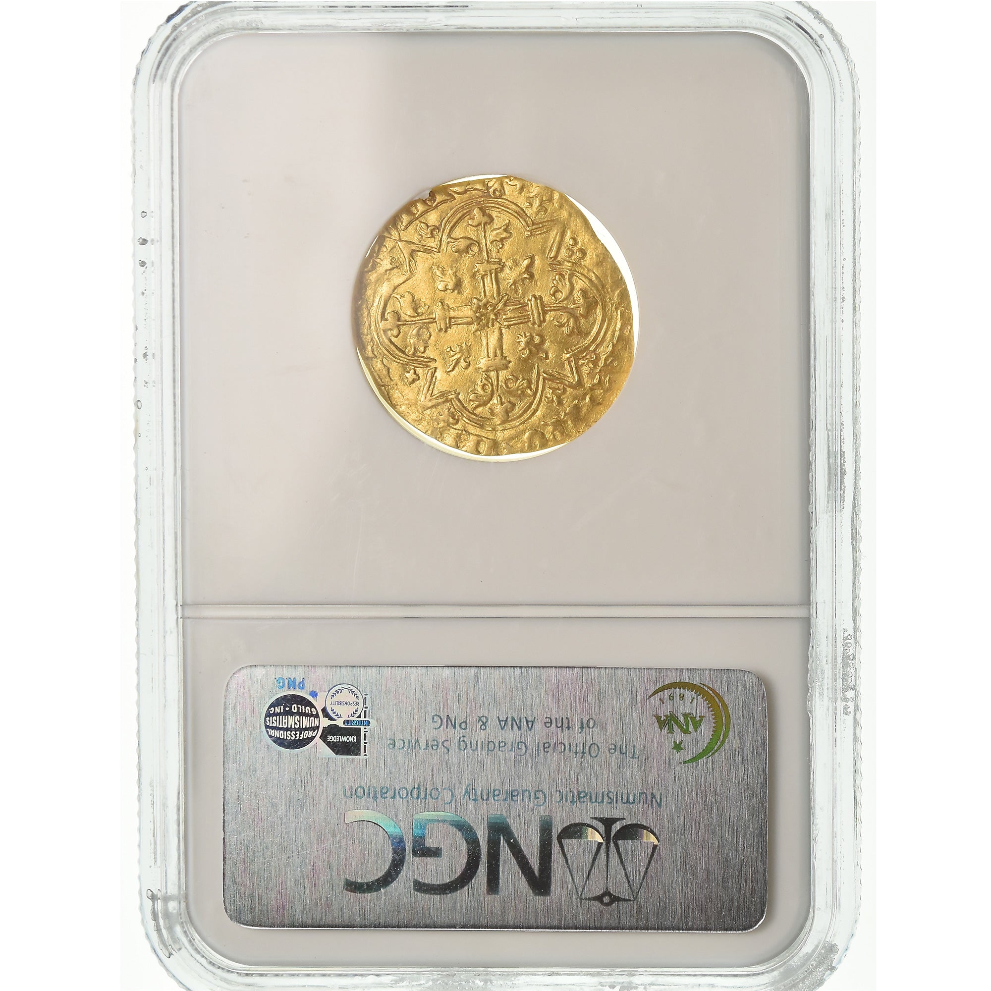 Coin, France, Charles VI, 1/2 Heaume d'or, 1417, La Rochelle, NGC, XF45, Gold